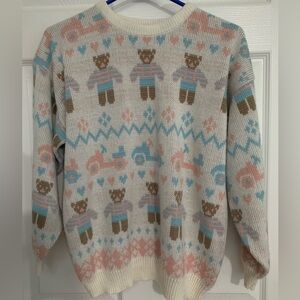 Adorable vintage knit sweater with bears! 🐻 💗